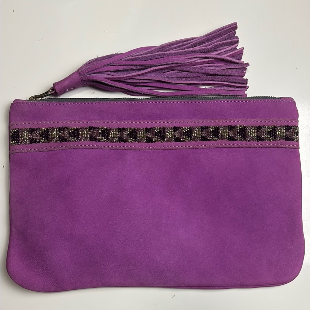 Maasai Collections Purple Tassel Clutch